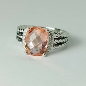 David Yurman Petite Wheaton Morganite Ring Size 6